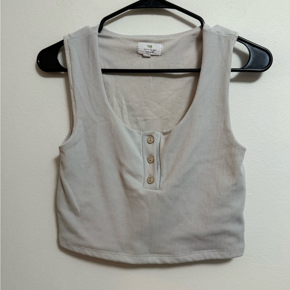 Women's Button-Front Ribbed Tank Top - Light Gray - Picture 1 of 3